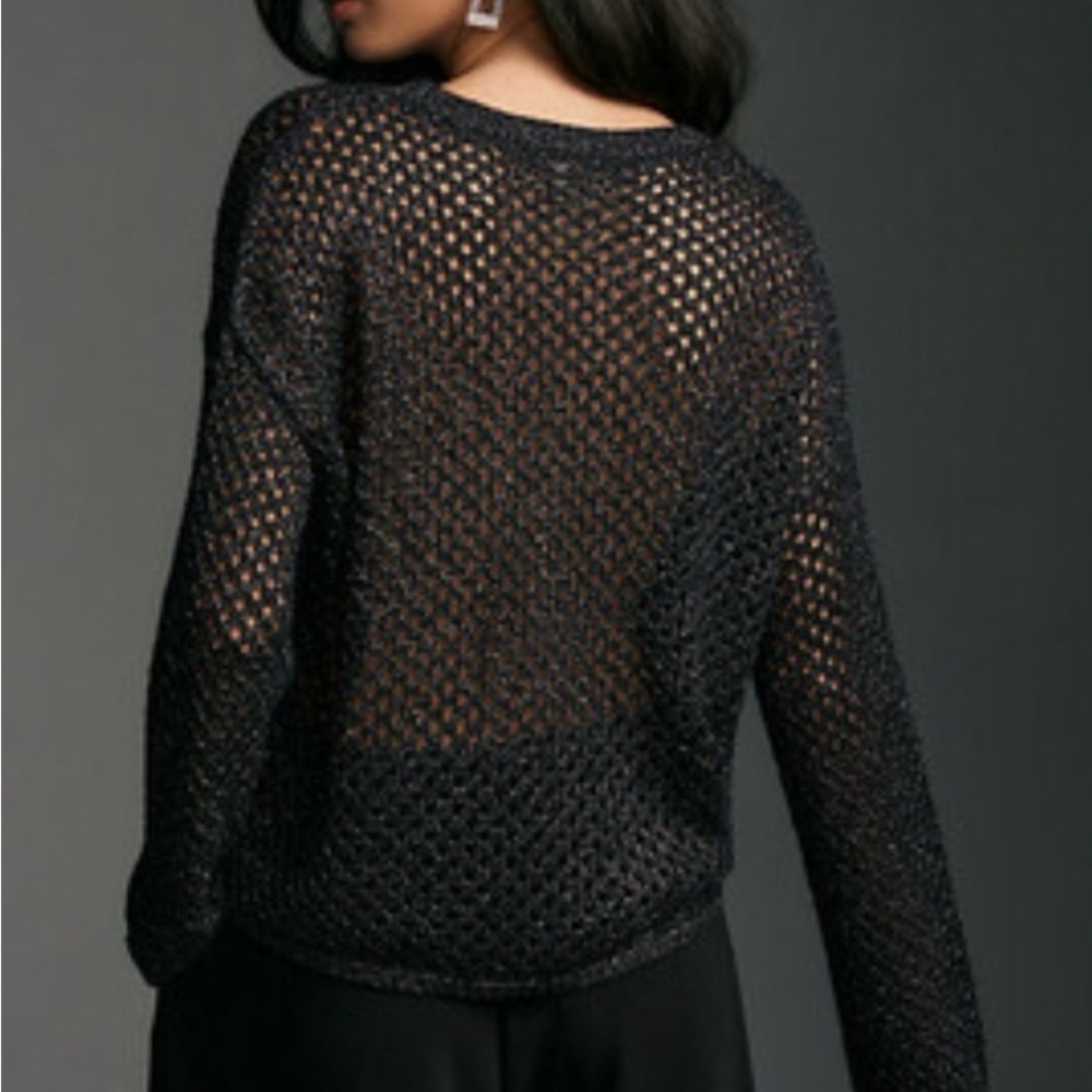 Pilcro Metallic Black Knit Top, size L - Picture 2 of 6